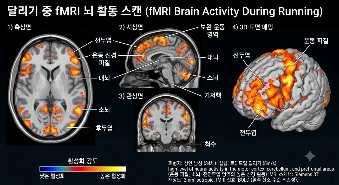 走っている最中の脳の活動を fMRI でスキャンした画像